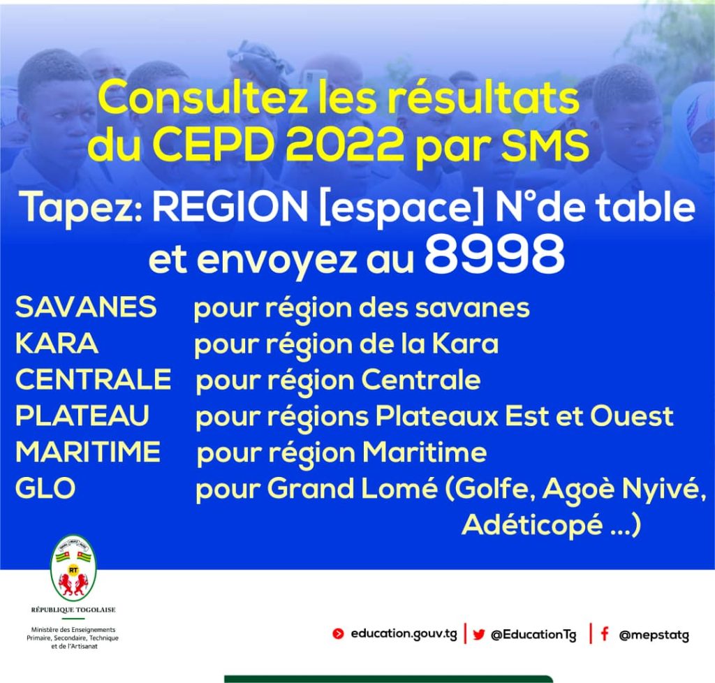 Les Résultats du CEPD 2022 du Togo sont disponibles: Voici la liste des admis PDF du CEPD Togo session 2022