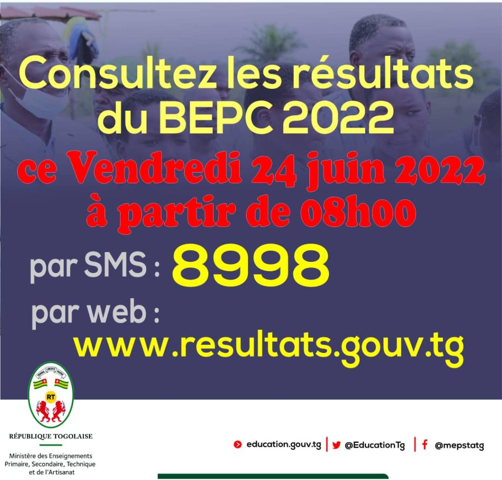 TOGO BEPC 2022 les résultats sont connus demain vendredi à partir de